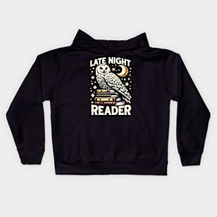 Late Night Reader - Snowy Owl - Fantasy Kids Hoodie